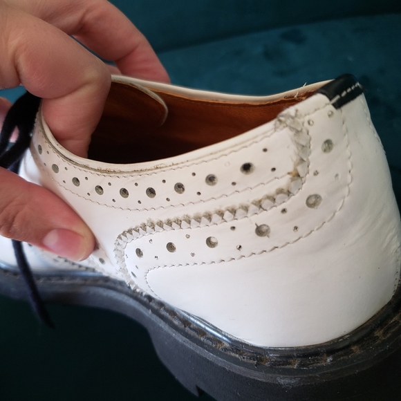 John Fluevog Classic Wingtipped Brogue Derby white shoe - Picture 9 of 15